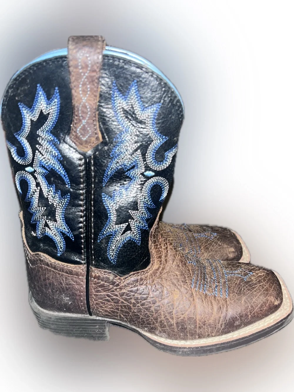 Ariat Tombstone Brown Leather Cowboy Boots Square Toe Boys Youth 11
